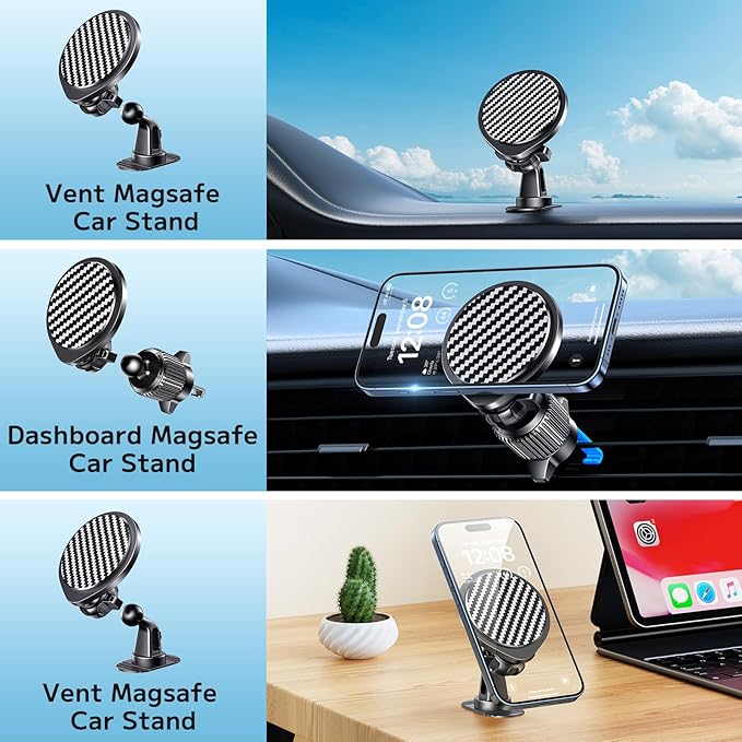 for Magsafe Car Mount [Strong Magnets] Magnetic Phone Holder for Car Vent Dashboard [Hands Free] Cell Phone Holder Car Mount for iPhone 15 14 13 Pro Max Pro Mini for MagSafe Case All Phones