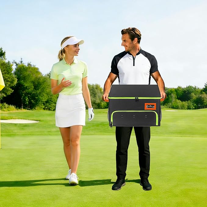 2 Layer Golf Trunk Organizer, Golf Organizer with 2 Pairs Shoes Compartment, Golf Storage Waterproof Car Trunk Locker for Balls, Caps, Clothes, Gloves, Accessories, Gifts for Golfers