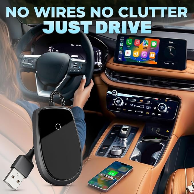 Wired to Wireless CarPlay Adapter for Android & iOS - Updated 2026, Easy Plug & Play Setup | Stable Connection for Seamless Drive | Bluetooth CarPlay Adapter for iPhone with WiFi | iOS 10+/Android11+