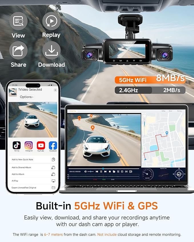 4K STARVIS 2 Dash Cam Front and Rear, 360° 4 Channel Dash Camera for Cars, Car Video Recorder with AI Driver Monitor System, Free 128GB Card, 5GHz WiFi GPS, WDR Night Vision HDR,24H Parking Mode(N900)