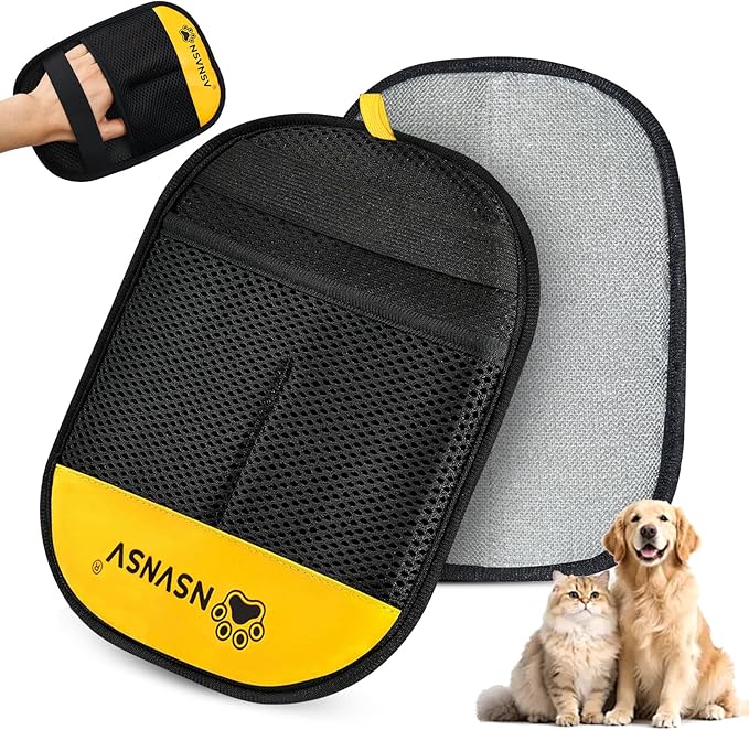 Pet Hair Removal Glove for Cats Dogs, Washable Reusable Animal Fur Removal Tool, Hair Retention Powerful Cat Grooming Gloves for Couch, Furniture, Carpet, Car Seat, Ease of Use