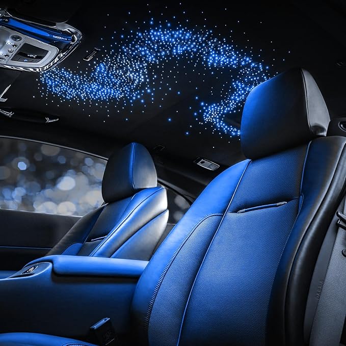 CHINLY Starlight Headliner Kit Twinkle 1000pcs 13.1ft 0.03in 20w Fiber Optic Star Ceiling Light,Bluetooth RGBW LED APP/Remote Music Mode Headliner Light Kit+10 Crystals,for Star Headliner/Home Theater