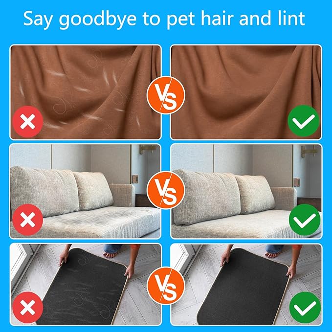 Newly Pet Hair Removal Tool for Cats & Dogs, Upgraded Reusable Washable Pet Hair Remover 4 in 1 Set for Laundry, Couch, Car Seat, Carpet, Clothing and Bedding