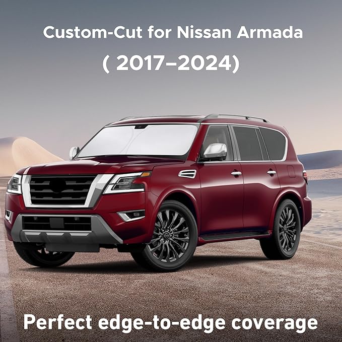 EcoNour Windshield Sunshade Compatible for Nissan Armada 2017-2022 2023 2024, Sun Visor for Front Windshield & Window Sun Shade Cover, UV Heat Blocker & Protector, Car Accessories