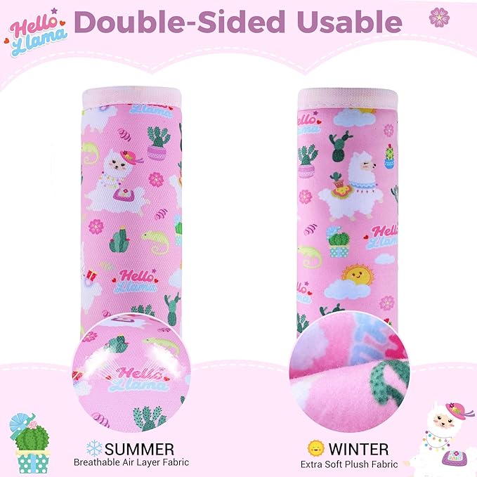 COOLBEBE Car Seat Straps Shoulder Pads for Baby Kids, Super Soft Seat Belt Covers for All Car Seats/Pushchair/Stroller/High Chair, Pink Alpaca, Polyester Material