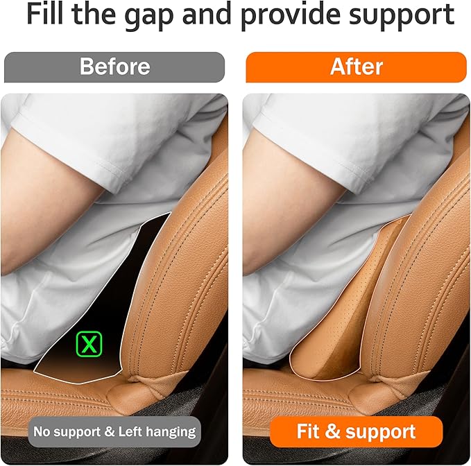 Genuine Leather Lumbar Support Pillow,Back Pain Relief Cushion,fits Tightly Around Waist,Real Cowhide,Memory Foam,fit Car Drive,Office Chair,Rest seat,Improve Posture,Portable,15.5''Lx 8.7''H