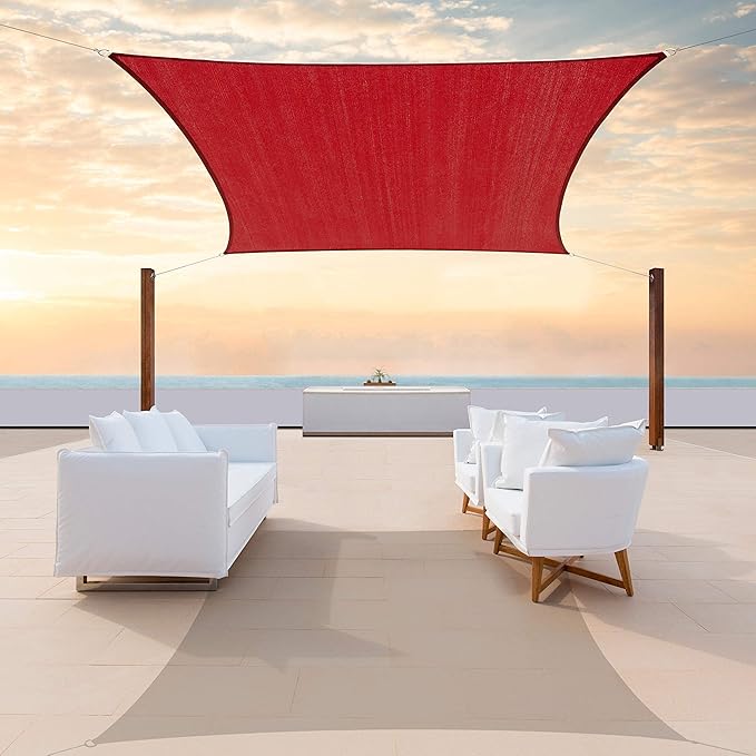 ColourTree 12' x 12' Red Square CTAPS12 Sun Shade Sail Canopy Mesh Fabric UV Block UPF50 - Commercial Heavy Duty - 190 GSM - 3 Years Warranty (We Make Custom Size)