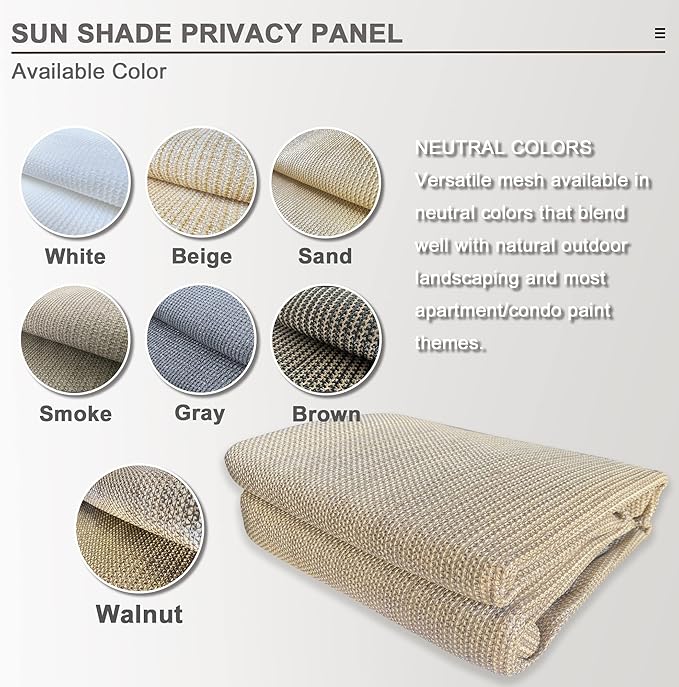 Sun Shade Privacy Panel with Grommets on 4 Sides for Patio, Awning, Window Cover, Pergola or Gazebo (Walnut, 8' x 10')