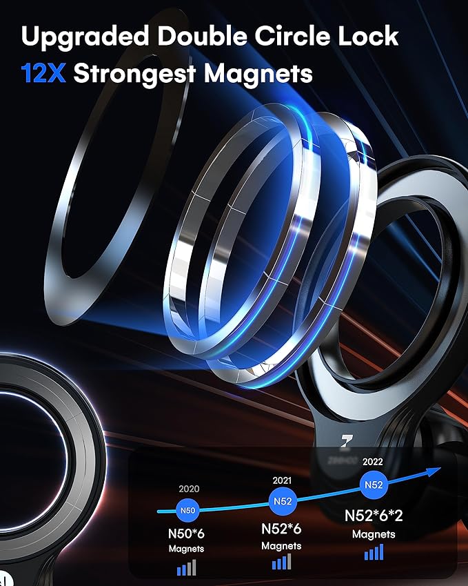 ZEEHOO Compatible with MagSafe Car Mount, Magnetic Phone Holder for Car [12 Strongest Magnets], Magnetic Car Vent Phone Mount [Non-Blocking&360 Rotation] for iPhone 15 14 13 12 Pro Max Mini
