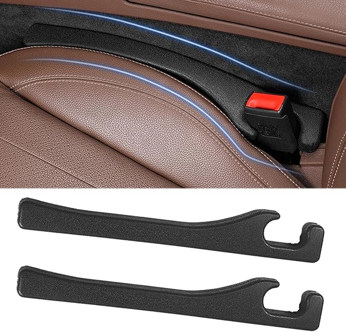 Car Seat Gap Filler Set of 2, Premium Interior Car Accessories, Multifunctional Car Storage Solution with Non-Slip Design, Fits Most Vehicles (Blacker)