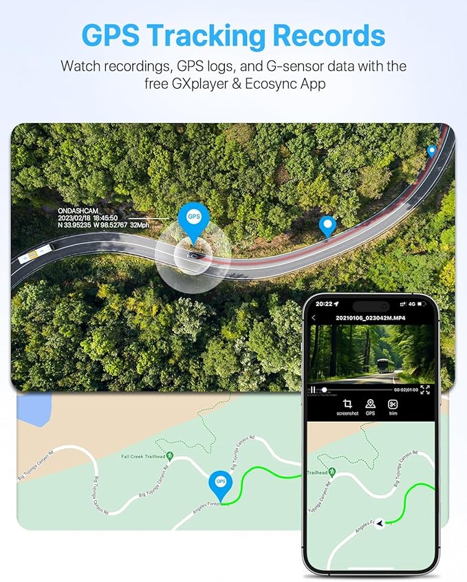 Dash Cam, 360° Dash Cam Front and Rear Inside, 4K/2.5K UHD Dash Camera for Cars, Night Vision, Built-in 5G WiFi & GPS, G-Sensor, 185° Wide Angle, HDR, Parking Mode, Support 512GB Max
