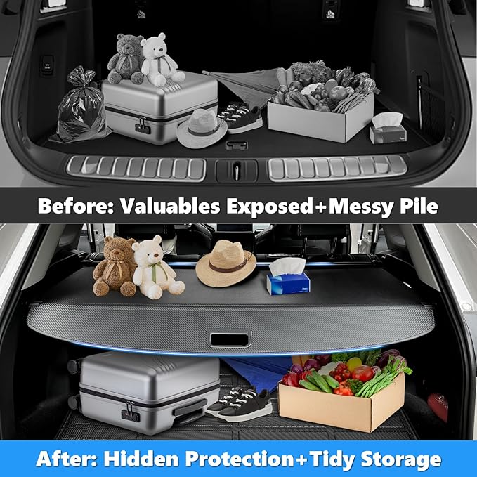 MIALUTY® Cargo Cover for 2025 2026 Chevy Equinox Retractable Trunk Cover Equinox Accessories Anti-Peeping Anti-Theft Privacy Screen,Trunk Luggage Shield Shade Carbon Fiber Texture