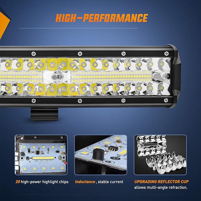 Nilight LED Light Bar 2Pcs 12 Inch 300W Triple Row Flood Spot Combo 30000LM Driving Lights with Off Road Wiring Harness Kit -2 Leads for Trucks ATV UTV SUV, 2 Years Warranty
