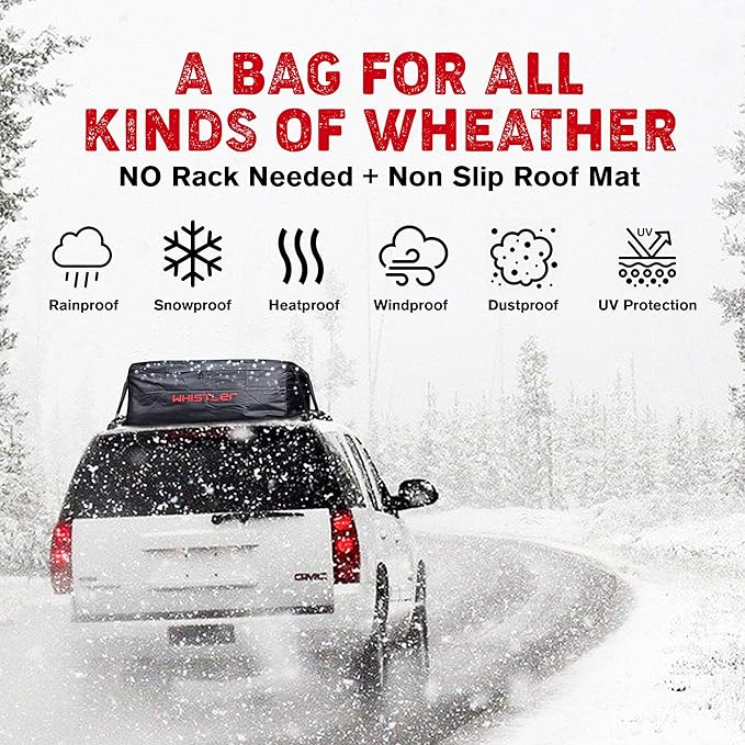 Car Roof Bag Bundle- 100% Waterproof Roof Top Cargo Bag NO Rack Needed + Non Slip Roof Mat & Storage Bag, for Any Car Van or SUV (15 Cubic Feet)