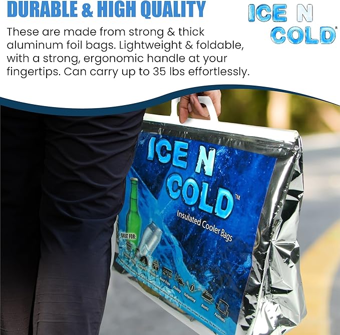 Insulated Cooler Bag - Large 35 lbs Capacity (Pack of 1) | Lightweight, Soft, Collapsible | Ideal for Groceries, Camping, Hiking, Beach, Travel