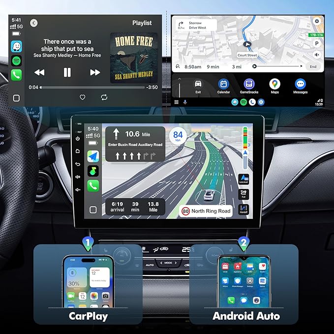 10.1 Inch IPS Touchscreen Android 14 Car Stereo for Toyota Highlander 2014-2019 with Wireless CarPlay & Android Auto 4 Core 32GB Car Radio, Support GPS, WiFi, Bluetooth, FM, Backup Camera, SWC, USB