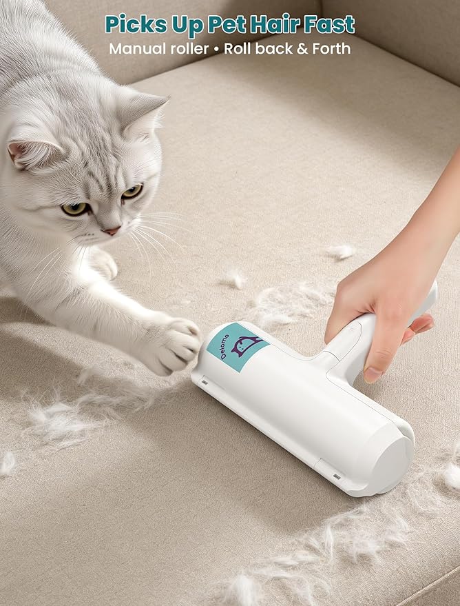 DELOMO Pet Hair Remover Roller: Reusable Lint Roller with Large Fur Bin - Portable Cat and Dog Hair Remover for Couch, Bedding, Car, Rugs & Furniture, Effective and Eco-Friendly, for Multi-Pet Homes