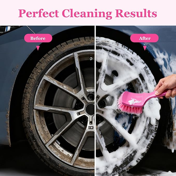 Carpet Brush, Anti-Deformation Medium Soft Nylon Bristles, Scratch-Free High Toughness Pink Scrub Brush for Car Interior Detailing, Upholstery, Leather Seats, Floor Mats, Tires & Home