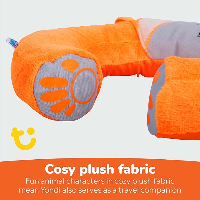 Trunki Kid's Travel Neck Pillow and Chin Rest | Support Sleepy Heads in The Car Seat, Plane, Bike or Pram | Yondi Small Mylo Monkey (Orange)