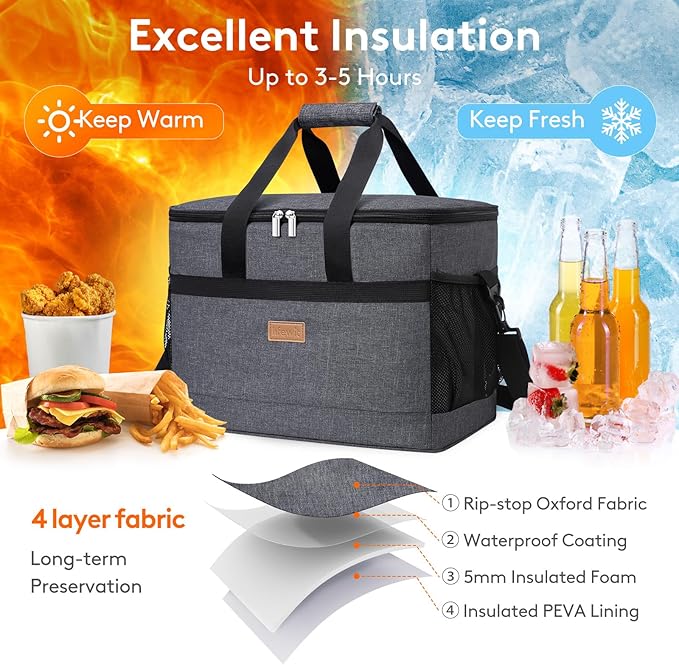 Lifewit Cooler Bag 30/50/60 Cans Collapsible and Insulated Large Lunch Bag Leakproof Soft Cooler Portable Tote for Camping/BBQ/Family Outdoor Activities