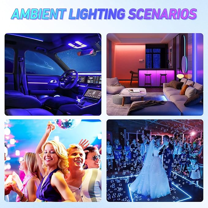 Car Led Lights Waterproof Truck Bbed Light Strip Car Underglow Lights Interior Running Board Lights for Trucks Led Tailgate Light Bar 60 inch 12V LED Lights (with Remote Control, 120cm*4)