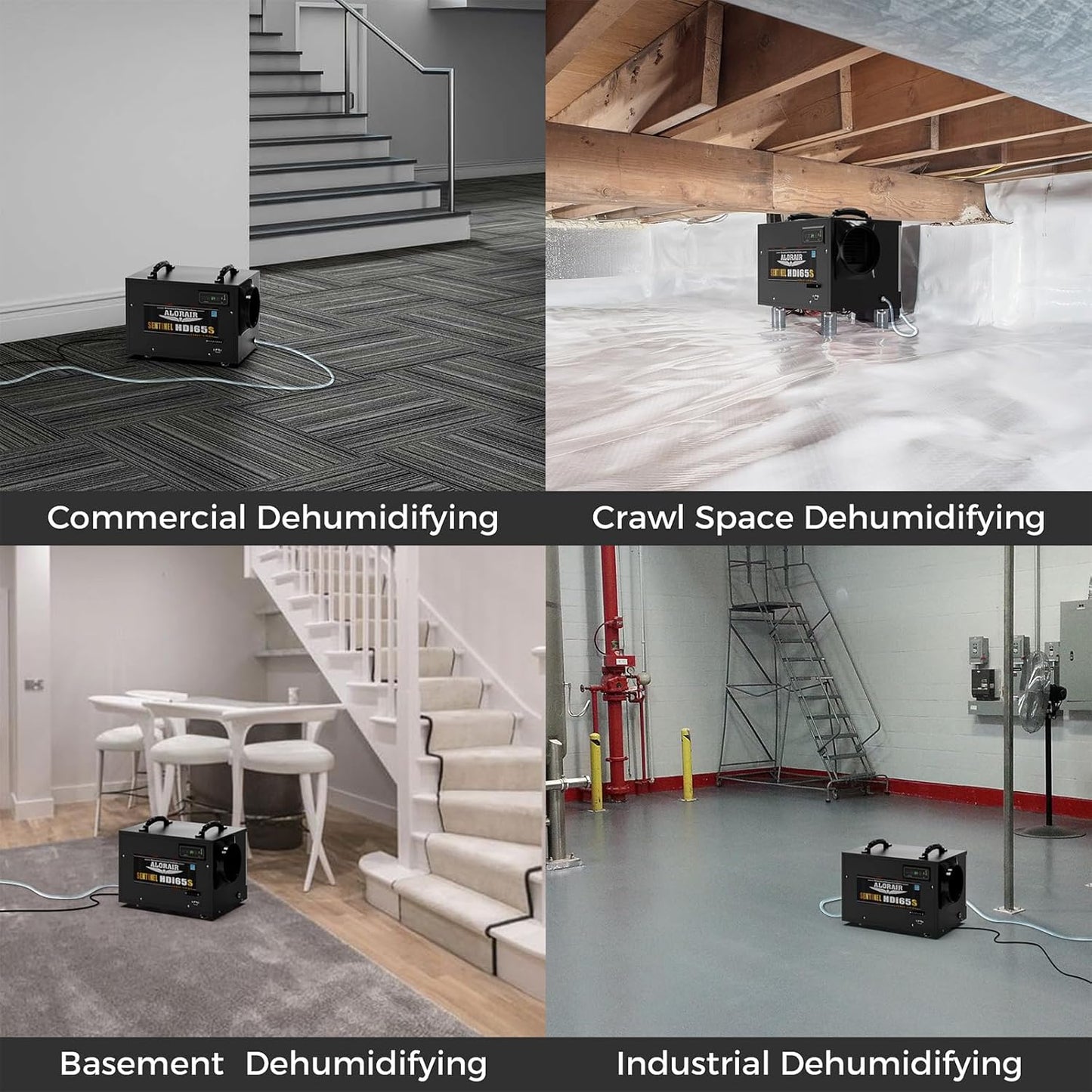 ALORAIR 120 PPD Commercial Dehumidifiers with Pump and Hose, Crawl Space Basement dehumidifier, Industry Water Damage Unit, Compact, Portable, Auto Defrost, Memory Starting