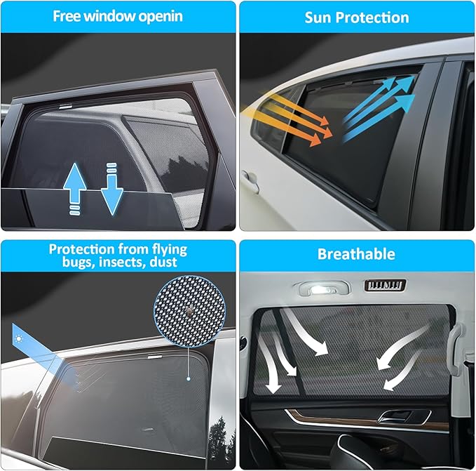 XCBYT Car Window Shade for 2019-2024 Toyota RAV4 Window Covers Side Window Sun Shade Car Window Shade for Baby with Breathable Mesh Insulate Heat and UV for Sleep Camping Breastfeeding