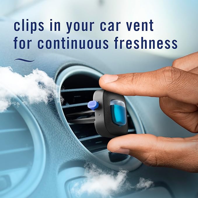 Febreze AUTO Air Freshener, Odor-Fighting Automotive Vent Clip, Evening Woods Scent, 8 Count