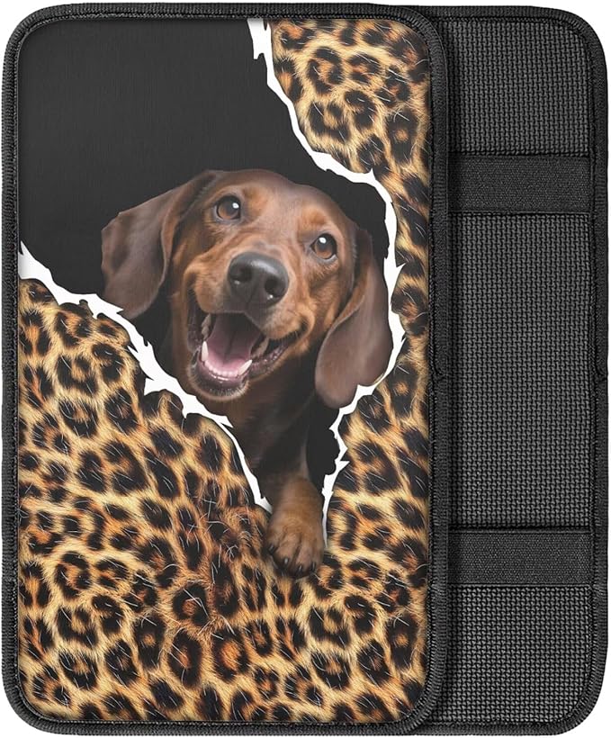 Dachshund Dog Car Center Console Cover for Women Non Slip Decorative Armrest Cushion Cover Cute Dog Automotive Decorations for Cars Vehicles SUV, Easy to Install