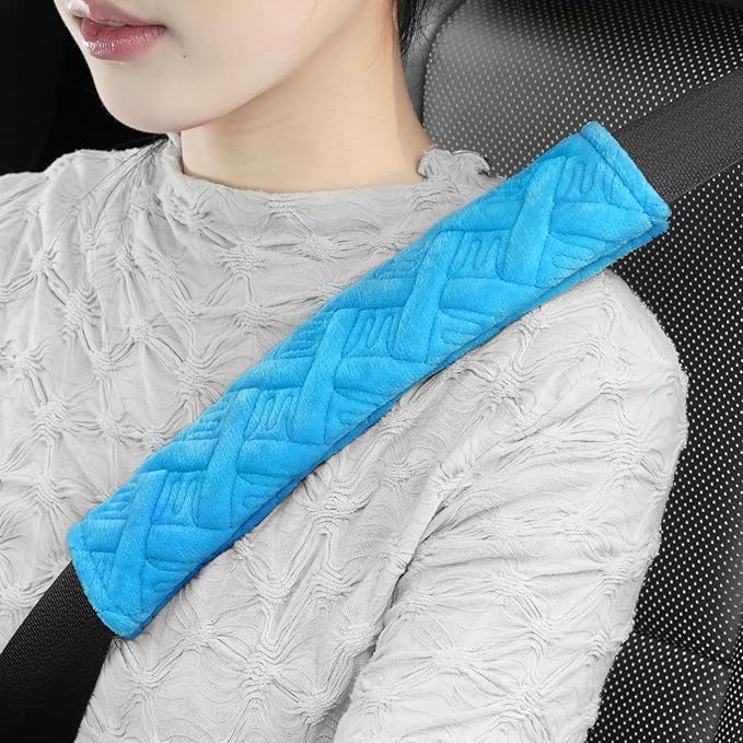 JUSTTOP 2-Pack Universal Car Seat Belt Pads Cover for A More Comfortable Driving, Seat Belt Shoulder Strap Covers Harness Pad for Car Interior Accessories(Blue)