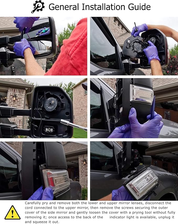 iJDMTOY Blackout Smoked Lens Dynamic Sequential Blink Triple-Row Full LED Side Mirror Turn Signal Light Assembly Kit Compatible With Ford 2017-2022 F-250 F-350 Towing Mirror