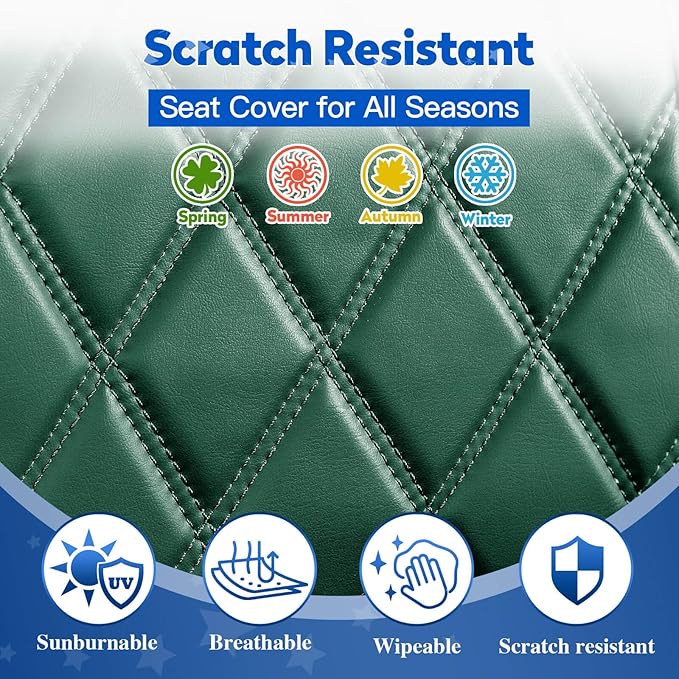 NOKINS Golf Cart Seat Covers Fit Club Car Precedent/Tempo/Onward Premium Front Seat Cushion, Golf Cart Vinyl Leather Diamond Seat Covers, Soft/Scratch-Resistant/No Stapler Needed