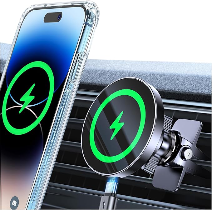 Coolpow for MagSafe Car Mount Charger【15W Top Charger】Magnetic Wireless Car Charger for iPhone Magsafe Car Charging【Strong Magnets】Magnetic Phone Holder Mount Charger for iPhone 17 Pro Max 16 15 14 13