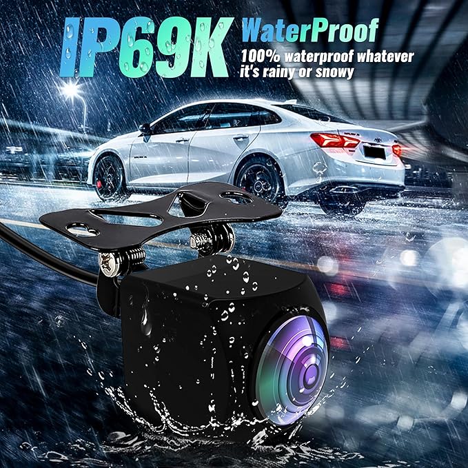 AHD 1080P Backup Camera for Car,170 Degree Wide Angle Rearview Reversing License Plate IP69K Waterproof Camera,Clear Night Vision Reverse Rear View Camera for Car Vehicle SUV RV