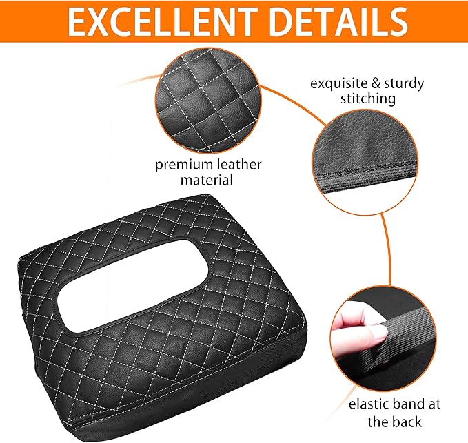 Center Console Cover for Chevy Silverado/GMC Sierra Accessories 2019-2026, Tahoe & Suburban & Yukon 2021-2026 Armrest Cover Middle Console Leather Protector Pad (Bucket Seat Consoles)(Gray Stitches)
