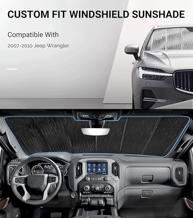 Windshield Sunshade for Jeep Wrangler 2007-2010 Front Window Shade - AstraGuard
