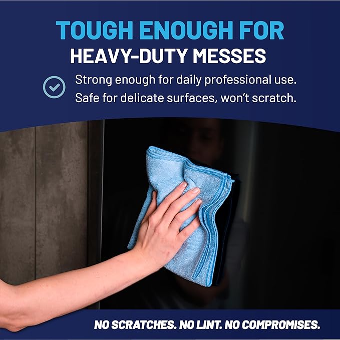 Microfiber Cleaning Wholesale Cloths (48 Pack) | Size 12" x 12"| All Purpose Microfiber Towels - Clean, Dust, Polish, Scrub, Absorbent (Blue)