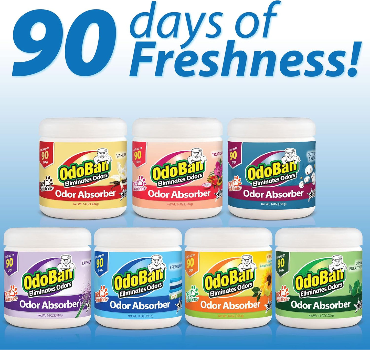 OdoBan Solid Odor Absorber Eliminator for Home and Small Spaces, Citrus Scent, 14 Ounces Each, 9-Pack