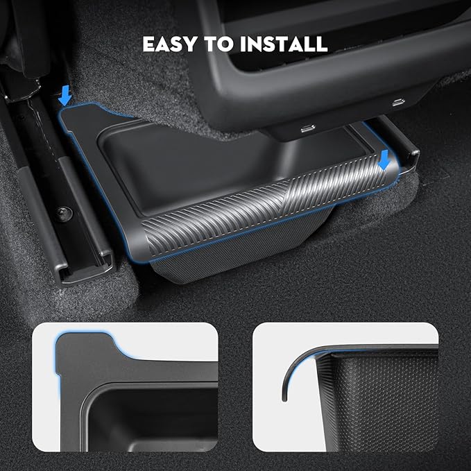 2026 New Model Y Juniper Backseat Trash Can Organizer TPE Storage Box with Anti-Slip Lid Cover Underseat Storage Tray for 2025-2026 Tesla Model Y Juniper Accessories