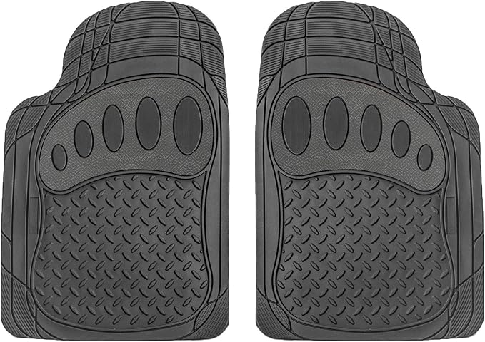 FH Group Automotive Floor Mats Heavy Duty Footprint Design Rubber Floor Mats for Cars,Universal Fit Full Set,Climaproof Floor Mats Trimmable Floor Mats for Most Sedan, SUV, Truck Floor Mats Black