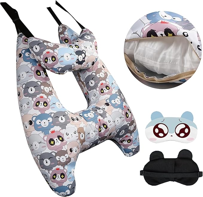 Car Pillow for Kids, Kids & Adults Car Neck Head Support Cushion Set,Travel car seat Safety Pillow,h Shape car Sleeping Pillow Kids,Pillow case can be Disassembled and Washed (A)