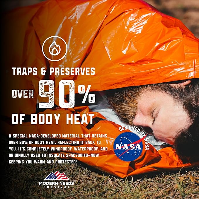 MODERN NEEDS Emergency Sleeping Bag Survival – Thermal Blanket & Bivy Sack | Emergency Bivy & Survival Blanket | Outdoor Sleeping Bag & Hiking Sleeping Bag | Sleeping Bags for Adults