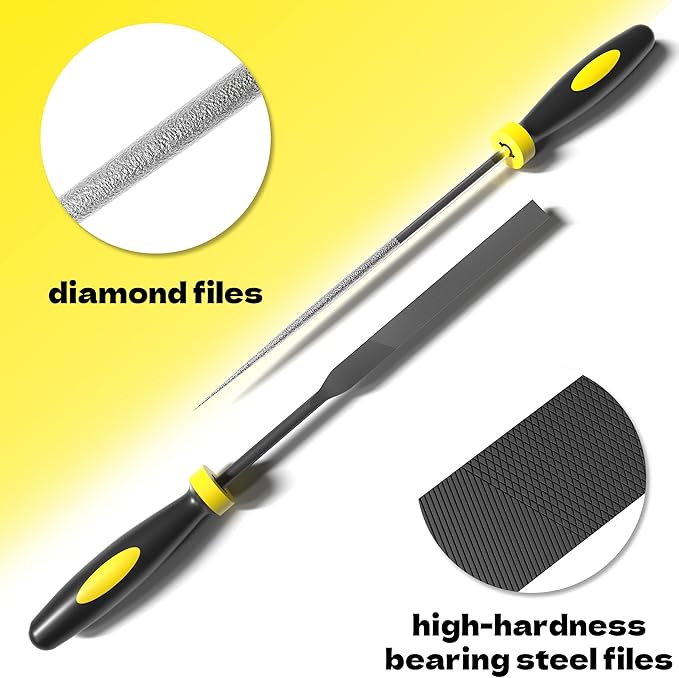 KJE 13PCS Needle File Set, Small File Set Includes 6PCS Diamond File, 6PCS Metal File, Cleaning Brush & Carrying Case for Precision Metal, Jewlers, Wood, Leather and Plastic