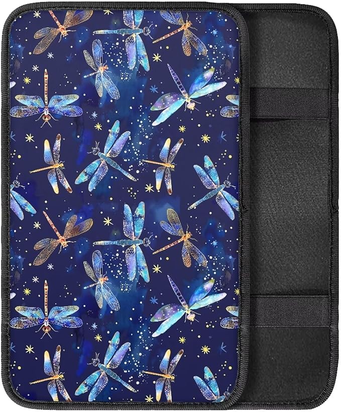 Dragonfly Universal Center Console Armrest Soft Pad Protector Cover Non Slip Fits for Most Vehicle,SUV,Truck Car Decoration