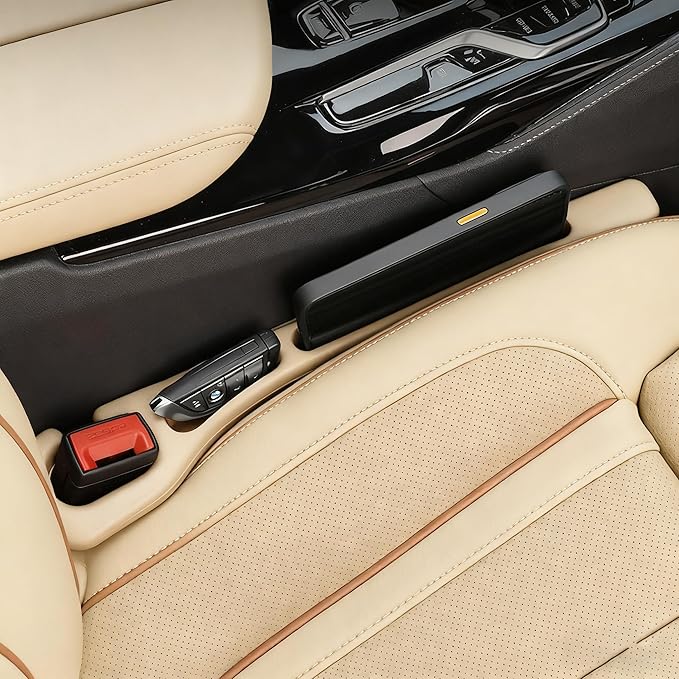YLXGT Car Seat Gap Filler Organizer Universal for Car SUV Truck Accessories Seat Gap Plug Blocker with Storage Slot Beige 2 Pack