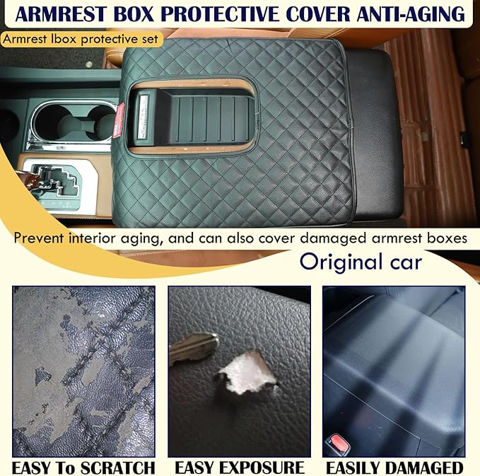 CHEAYAR Center Console Armrest Cover Kit,Console Armrest Cushion Automotive Customized Console Armrest Cushion, Fit for Toyota Tundra 2014-2020 Accessory Organizer Protector (National Flag)