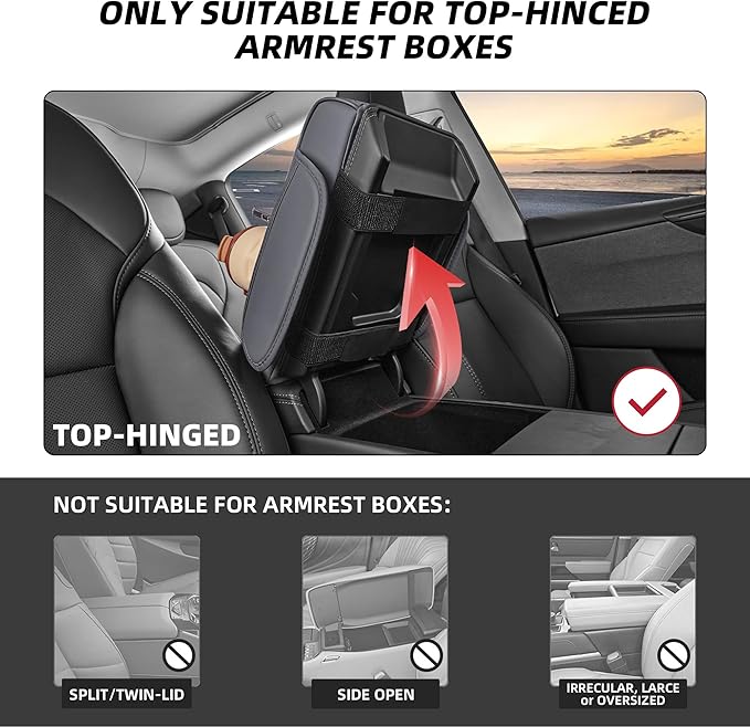 5 in 1 Car Center Console Cover, Armrest Pad with 2 Storage Pockets, Cup Holder, Tissue Box Slot, Phone Holder, Universal Car Interior Organizer (Gray)