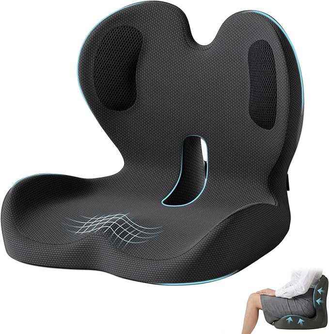 Ergonomic Seat Cushion,Office Chair Cushion with Lumbar Support Pillow,Car Orthopedic Seat Cushions,Designed for Sciatica,Tailbone,Back Pain Relief,for Office,Car,Truck,Home,Desk Chair