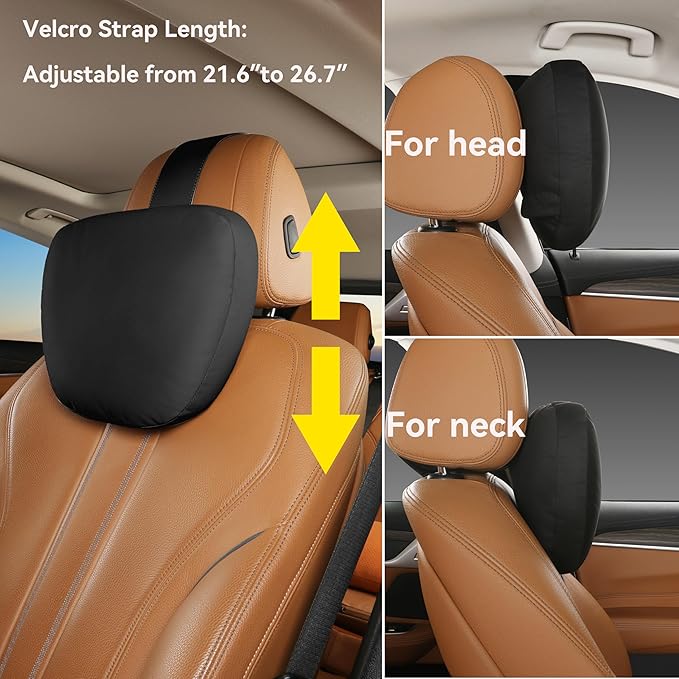 2Ps car headrest Pillow, car Neck Pillow for Driving, 11.8x7.5 inches Head Rest Pillow for car,Fits Most car Models, Suede Fabric with Polyester Fiber Filling(Gray)