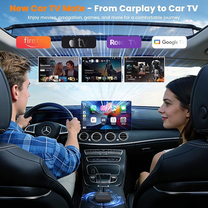 Car TV Mate Pro, Wireless CarPlay & HDMI Adapter, Compatible with Fire TV Stick, iPhone, Screen Throwers, Car Video Box Compatible with Factory Wired CarPlay Vehicles from 2016 & iOS 10+ i Phone